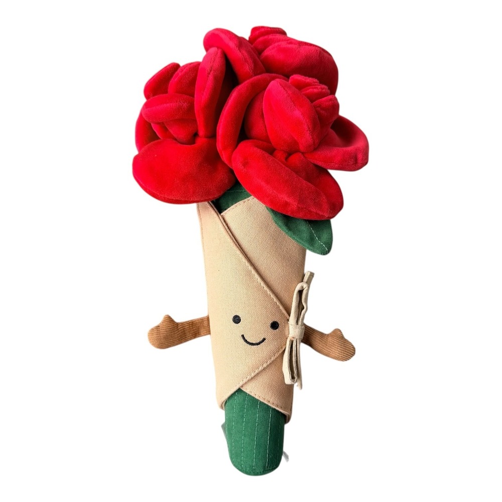 Jellycat Amuseables Roses Bouquet Plush Red Flower Stuffed Toy Retired‎ HTF
